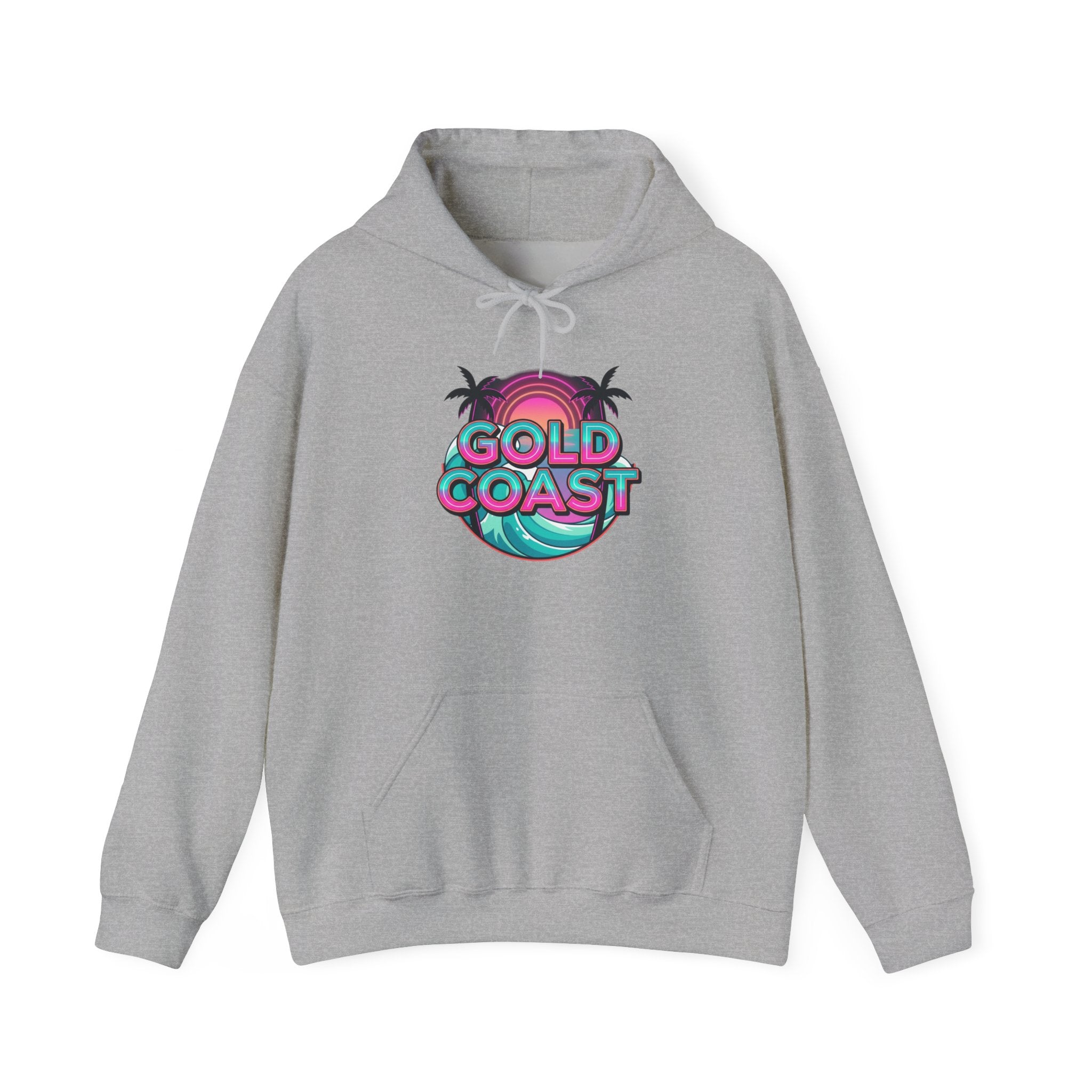 Gold Coast Hoodie — Retro Palm Beach Surf Logo Sweatshirt