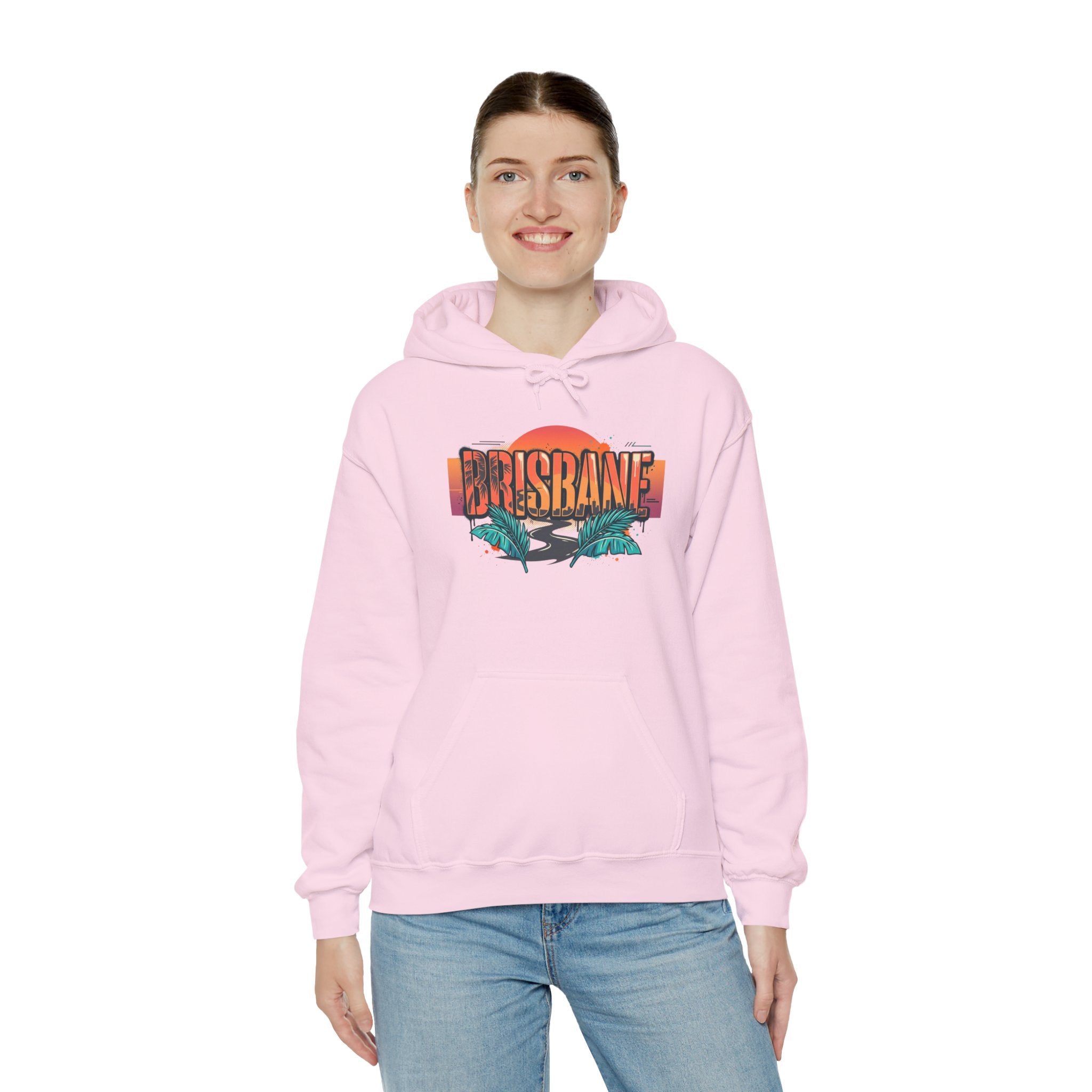 Brisbane Retro Sunset Hoodie – Tropical Palm Beach Graphic