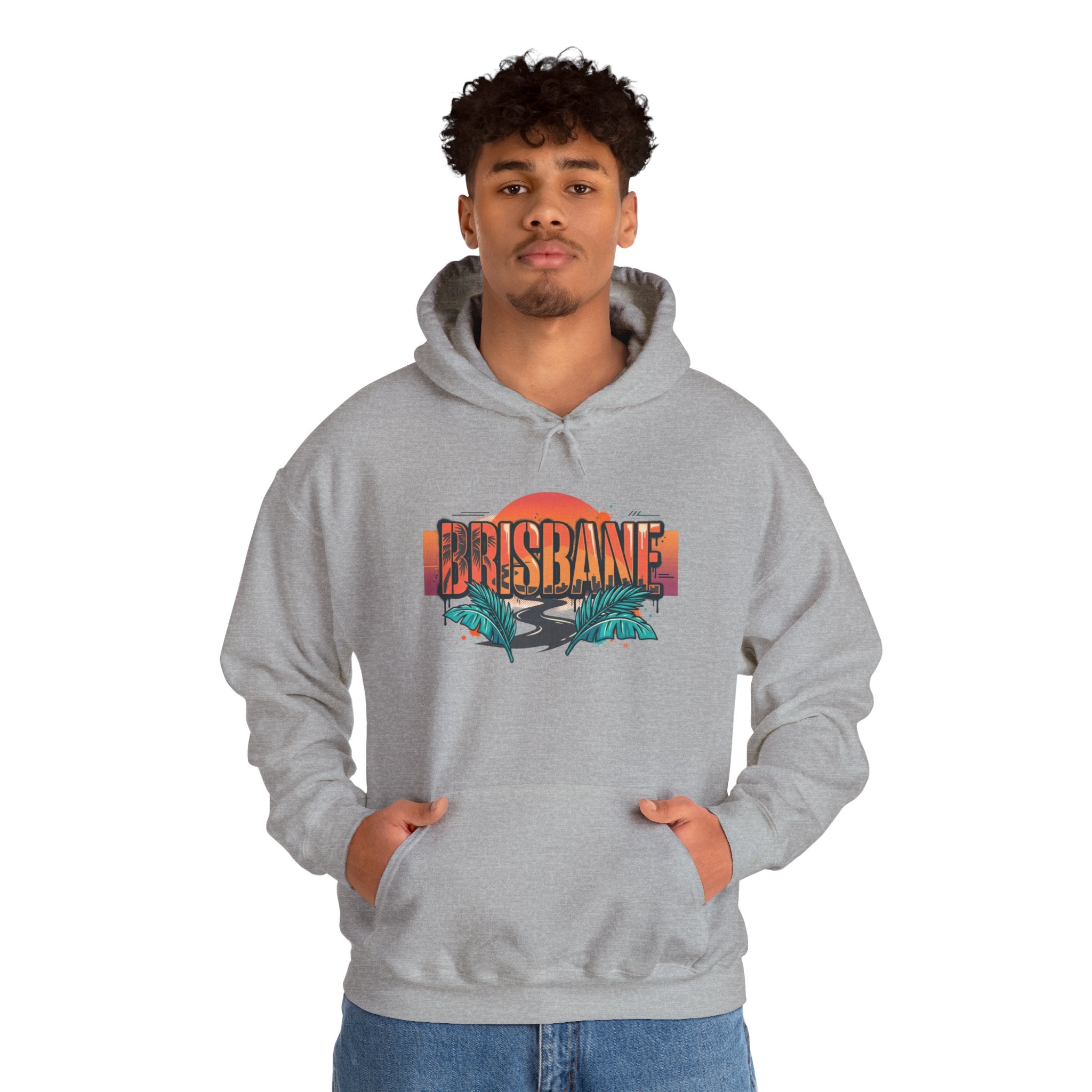 Brisbane Retro Sunset Hoodie – Tropical Palm Beach Graphic