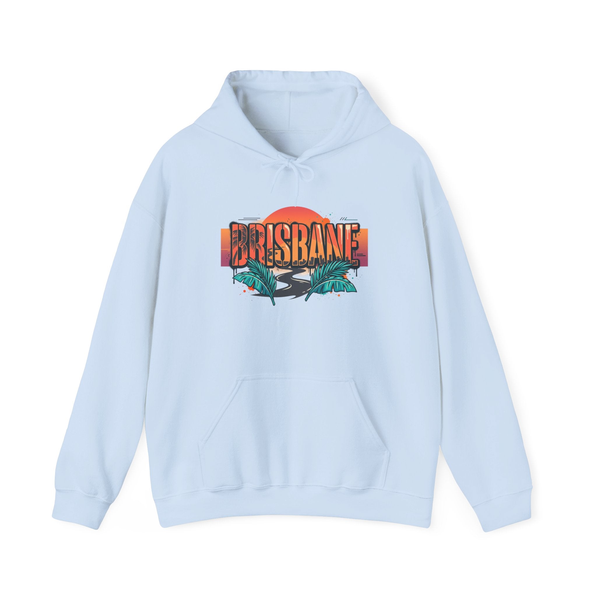 Brisbane Retro Sunset Hoodie – Tropical Palm Beach Graphic