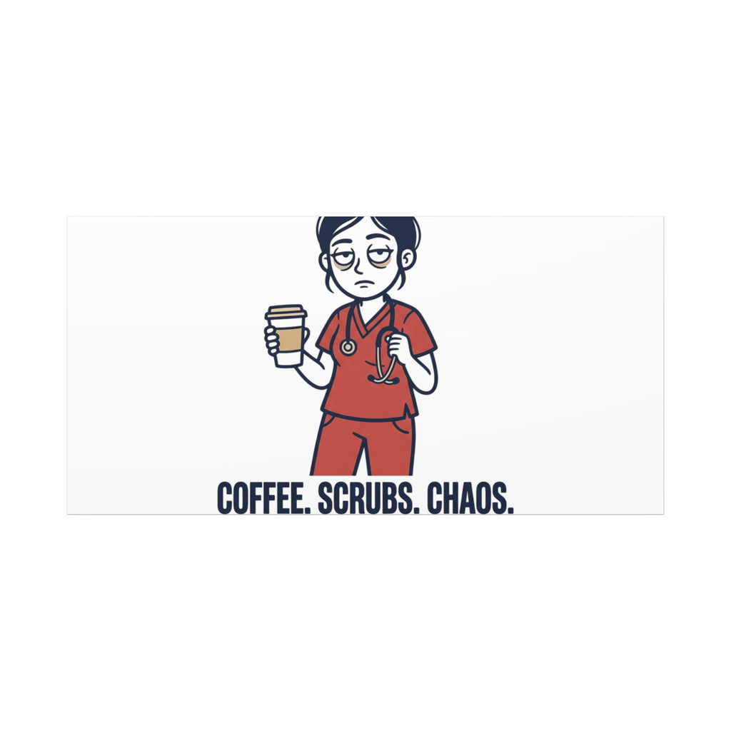 Coffee. Scrubs. Chaos. Repeat. Canvas | Nurse Aesthetic, RN Nurse Wall Art