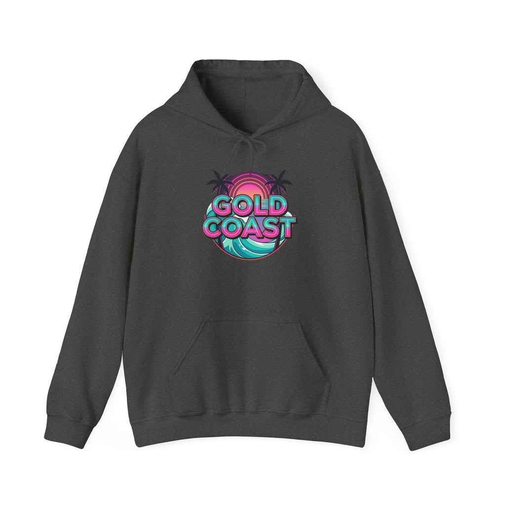 Gold Coast Hoodie — Retro Palm Beach Surf Logo Sweatshirt