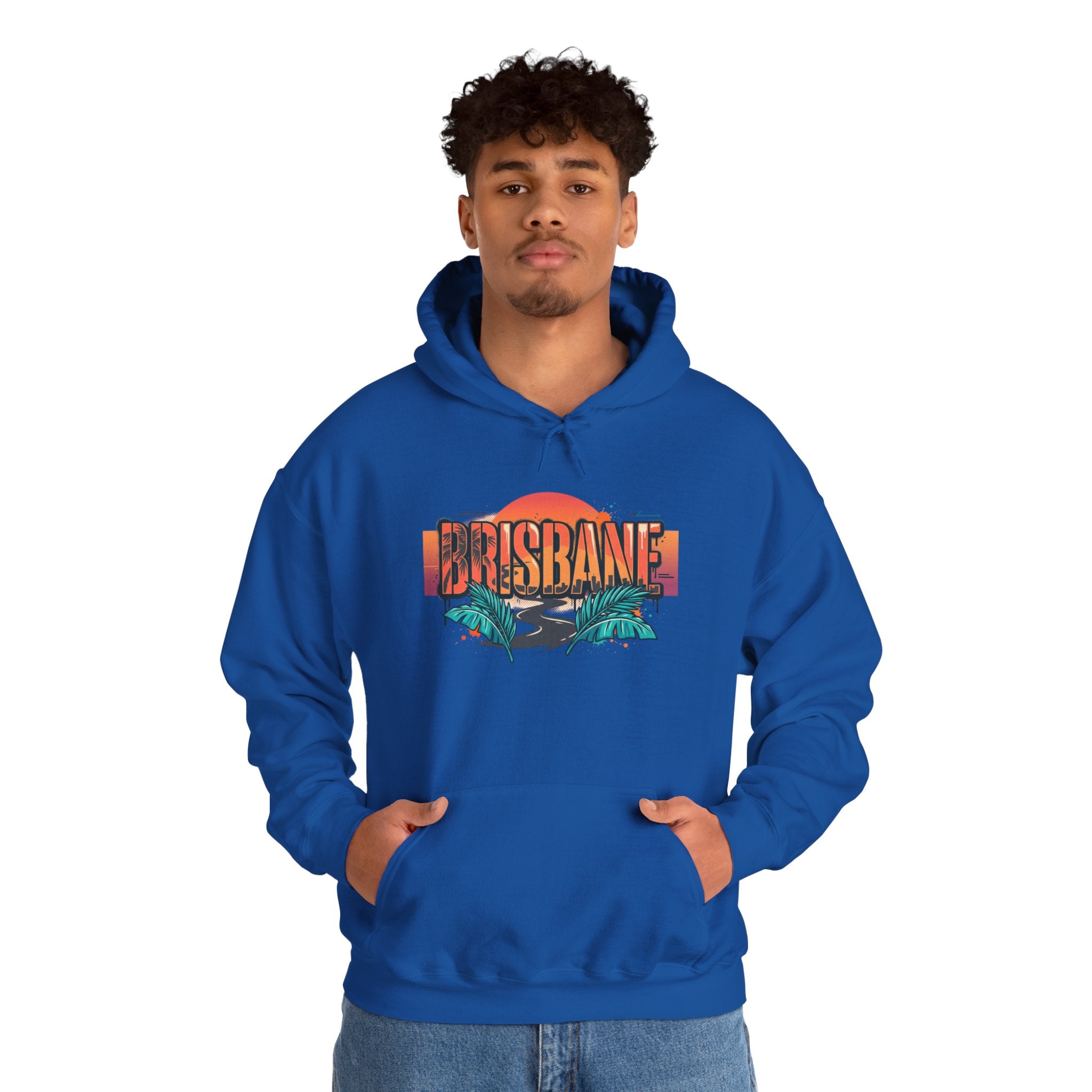 Brisbane Retro Sunset Hoodie – Tropical Palm Beach Graphic