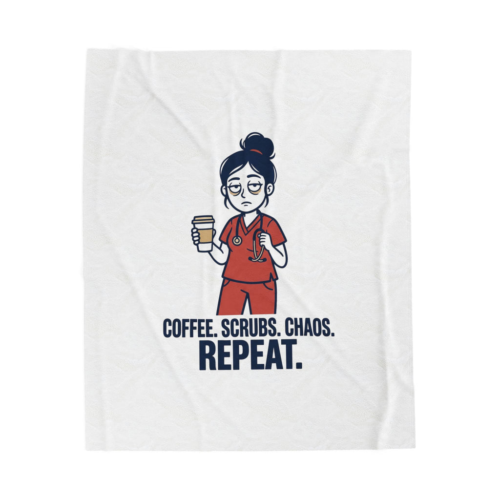 Coffee. Scrubs. Chaos. Repeat. Plush Blanket | Nurse Aesthetic, Stethoscope Minimalist