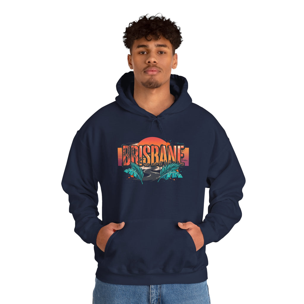 Brisbane Retro Sunset Hoodie – Tropical Palm Beach Graphic