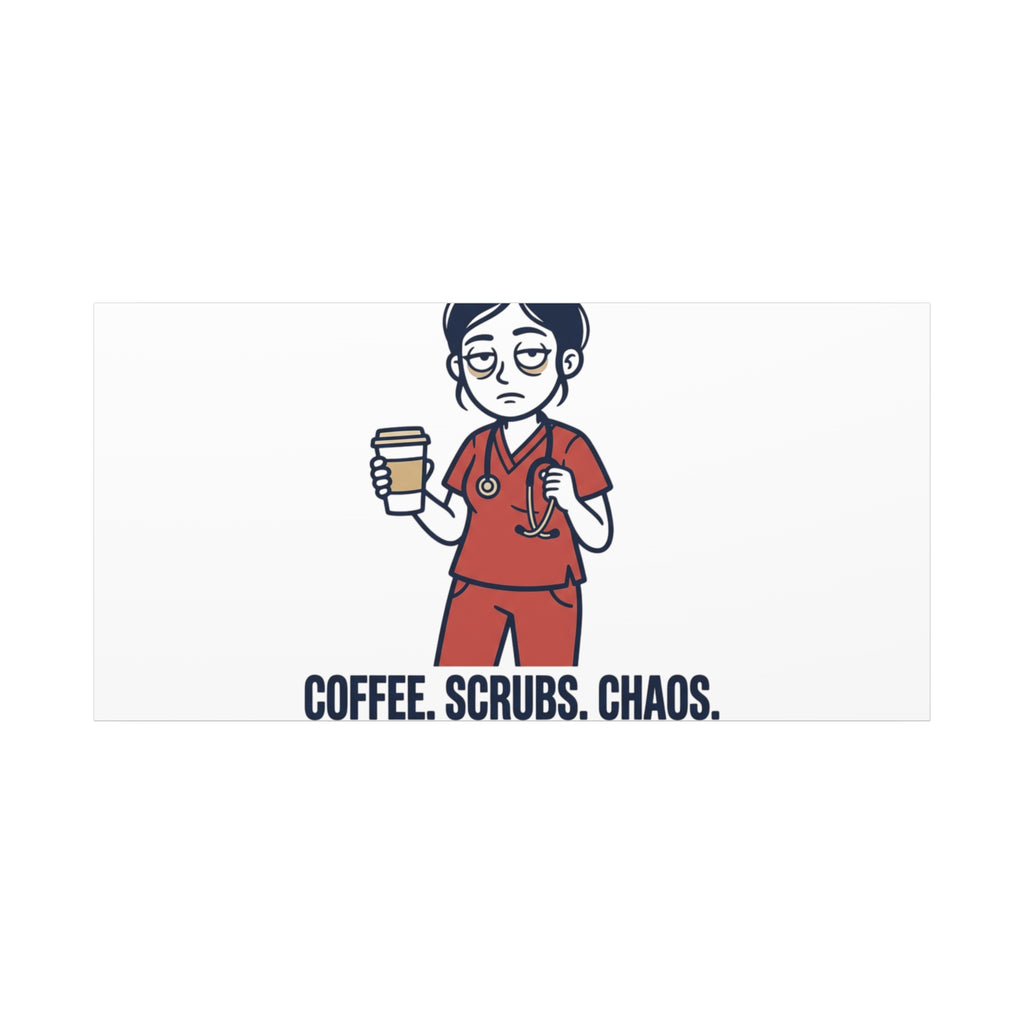 Coffee. Scrubs. Chaos. Repeat. Canvas | Nurse Aesthetic, RN Nurse Wall Art