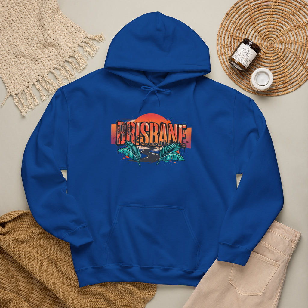 Brisbane Retro Sunset Hoodie – Tropical Palm Beach Graphic