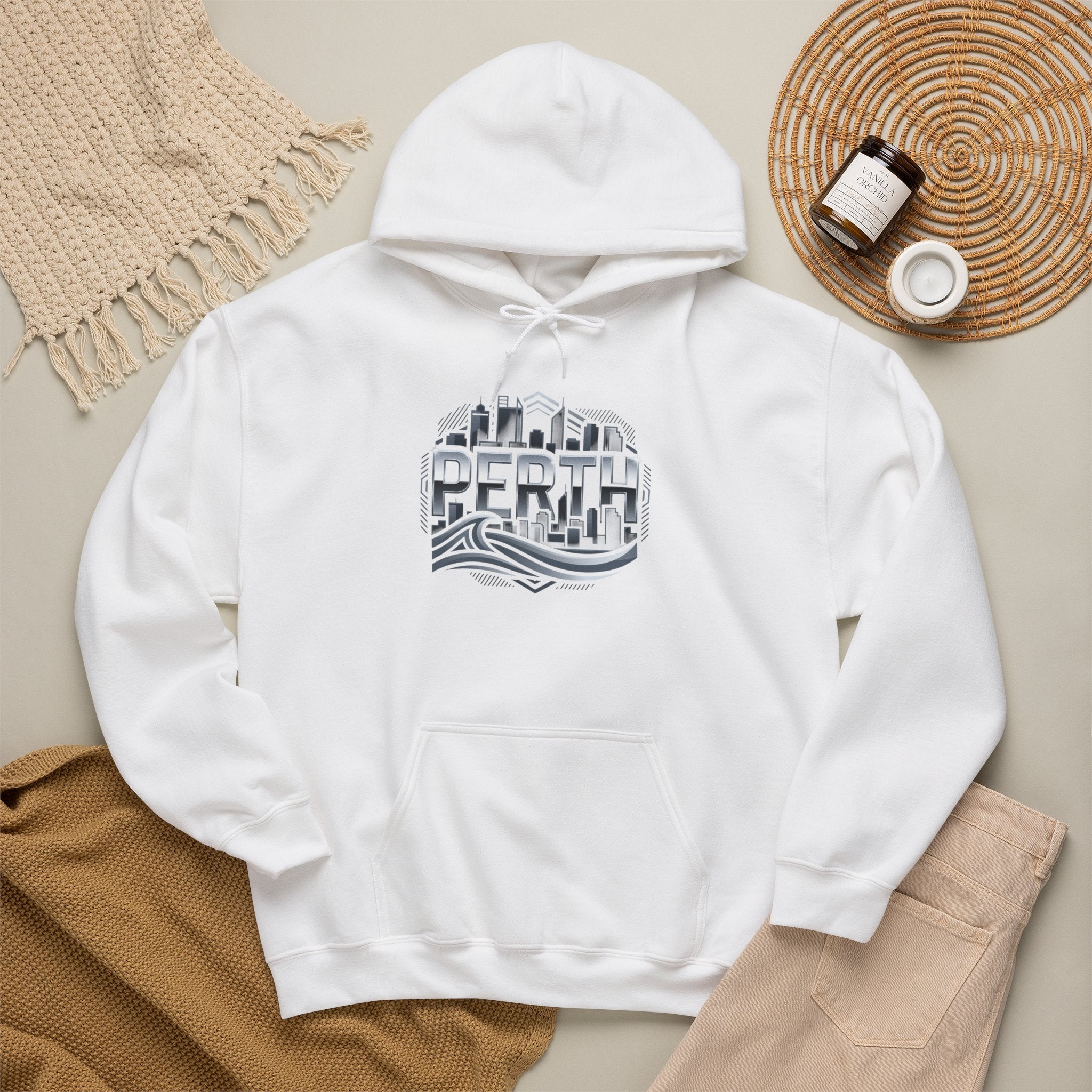 Perth Skyline Hoodie — Retro Coastal Cityscape Sweatshirt