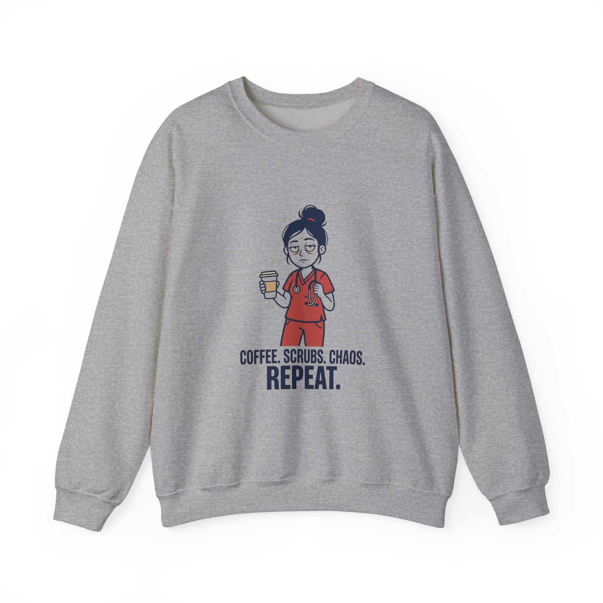 Coffee Scrubs Chaos Repeat Sweatshirt | nurse shirt, RN merch