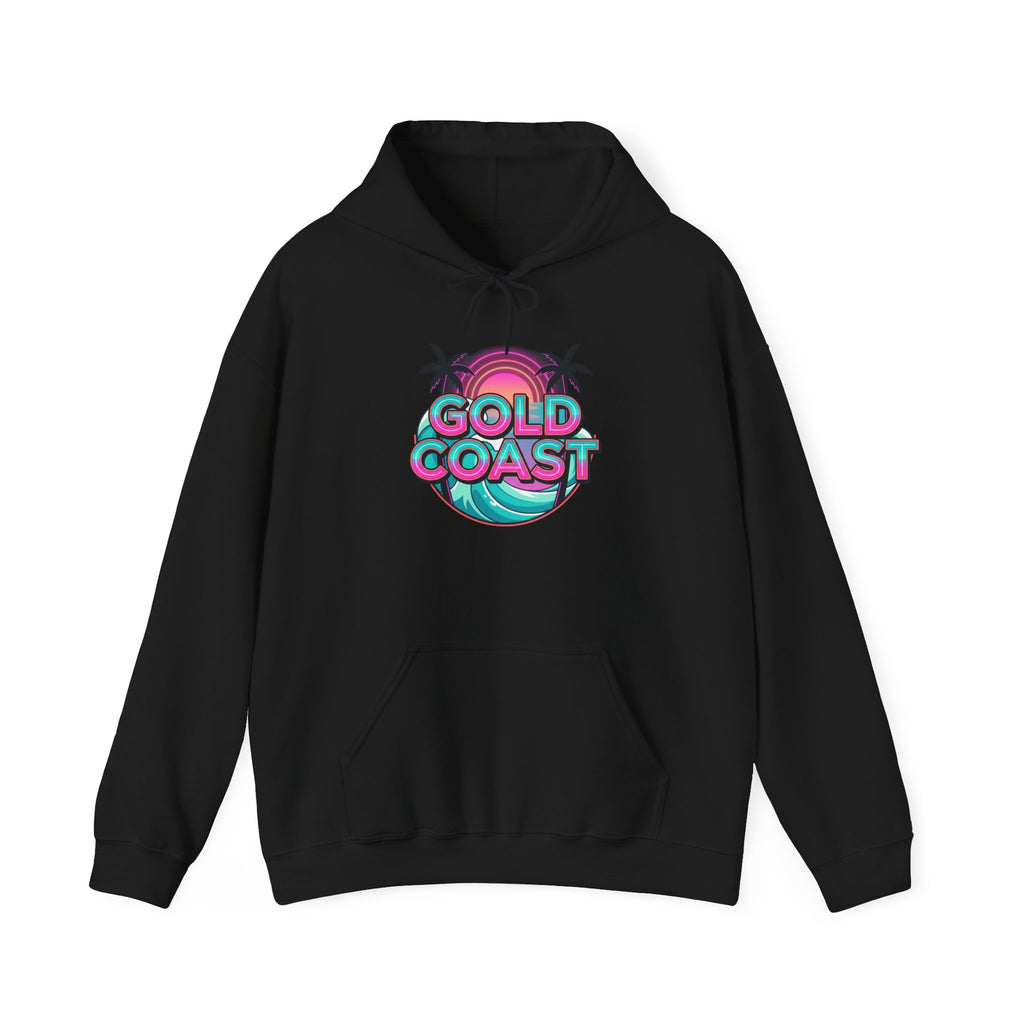 Gold Coast Hoodie — Retro Palm Beach Surf Logo Sweatshirt