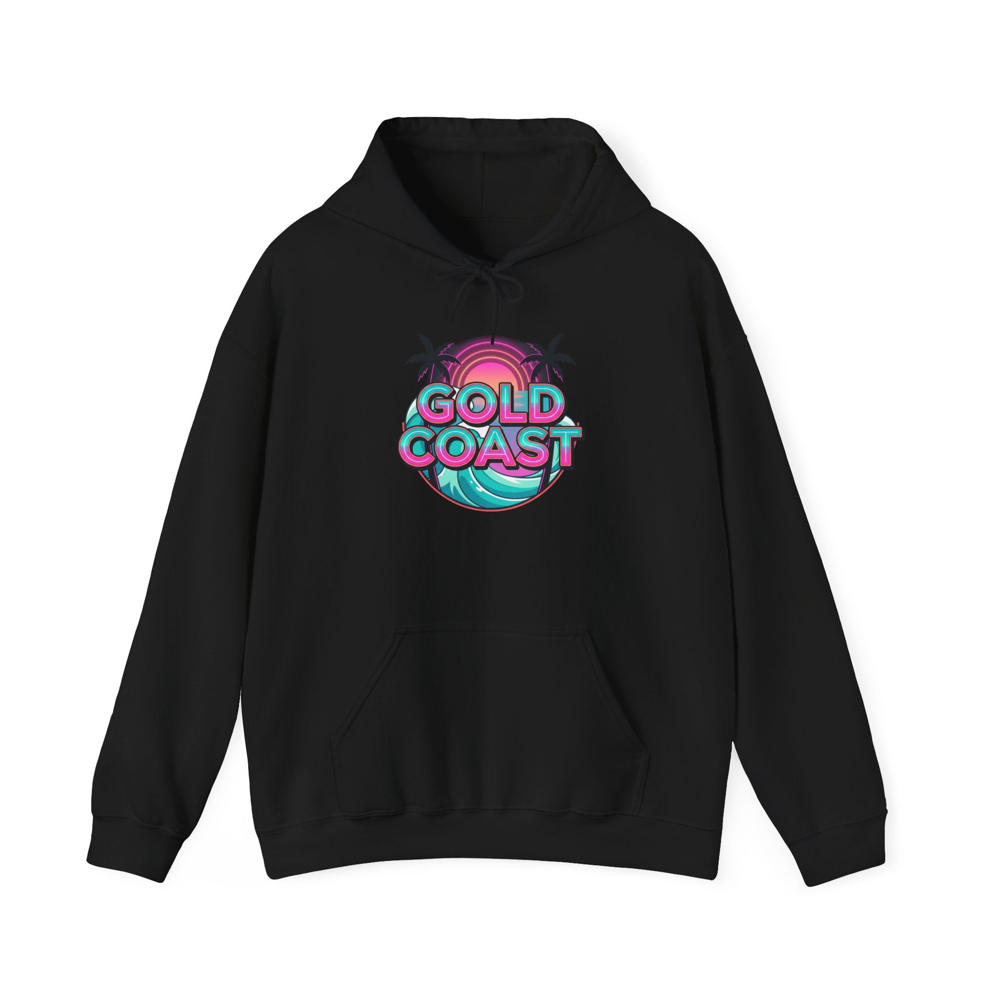 Gold Coast Hoodie — Retro Palm Beach Surf Logo Sweatshirt