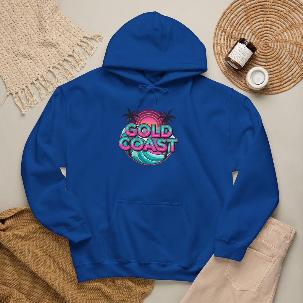 Gold Coast Hoodie — Retro Palm Beach Surf Logo Sweatshirt