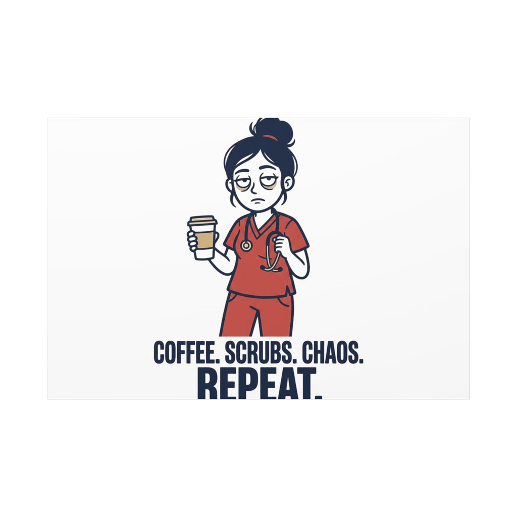 Coffee. Scrubs. Chaos. Repeat. Canvas | Nurse Aesthetic, RN Nurse Wall Art