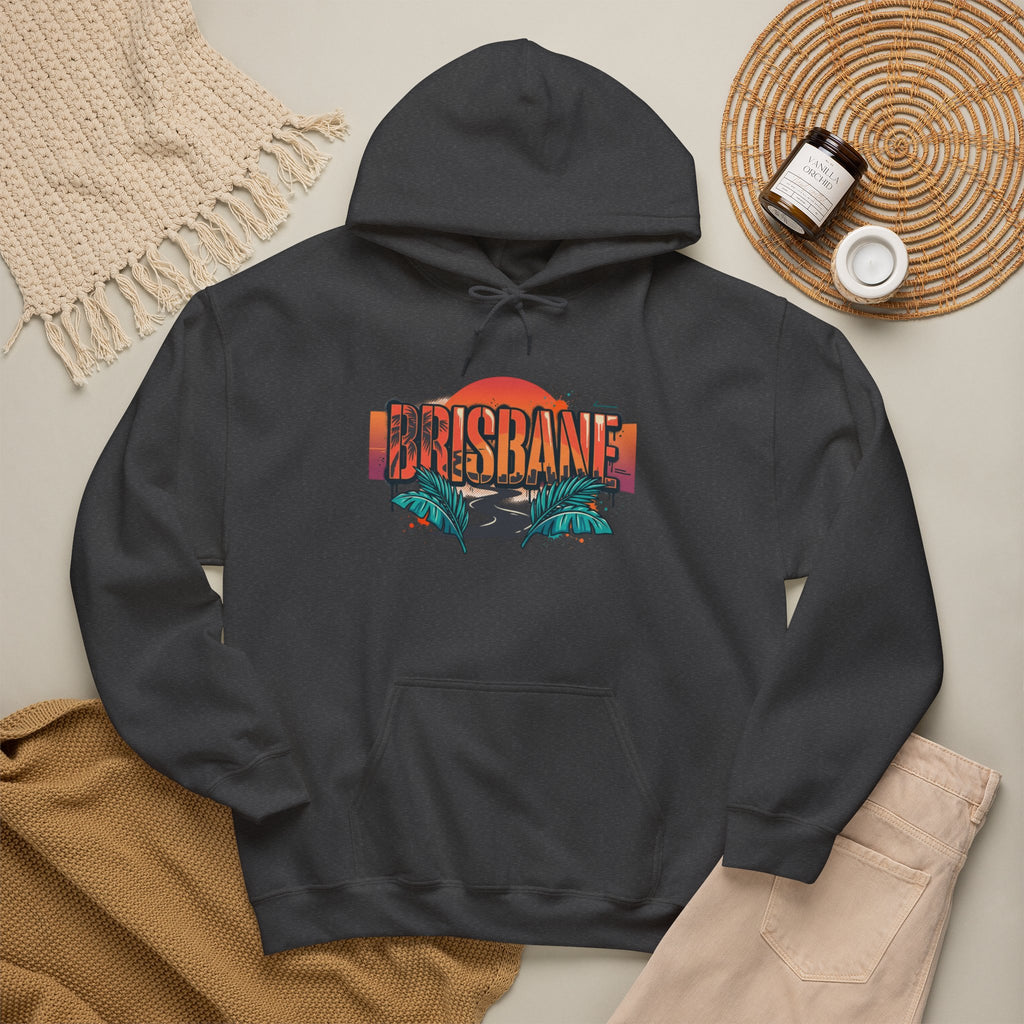 Brisbane Retro Sunset Hoodie – Tropical Palm Beach Graphic
