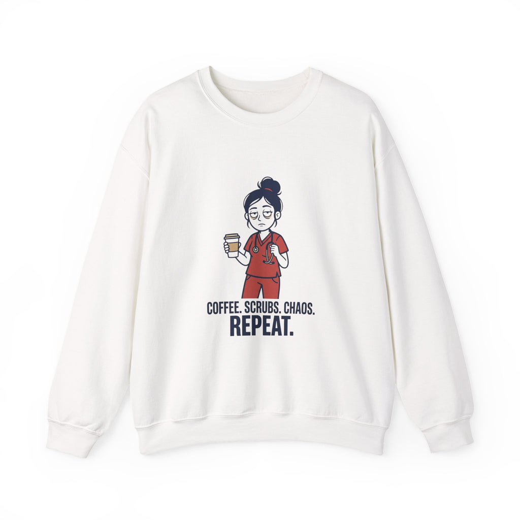 Coffee Scrubs Chaos Repeat Sweatshirt | nurse shirt, RN merch