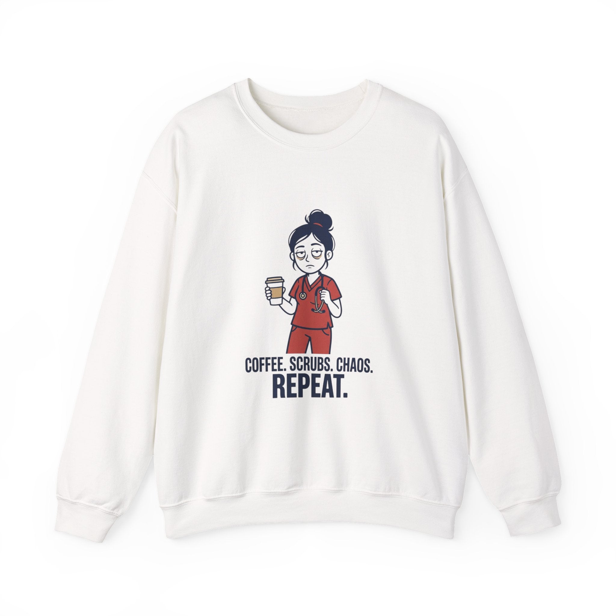 Coffee Scrubs Chaos Repeat Sweatshirt | nurse shirt, RN merch