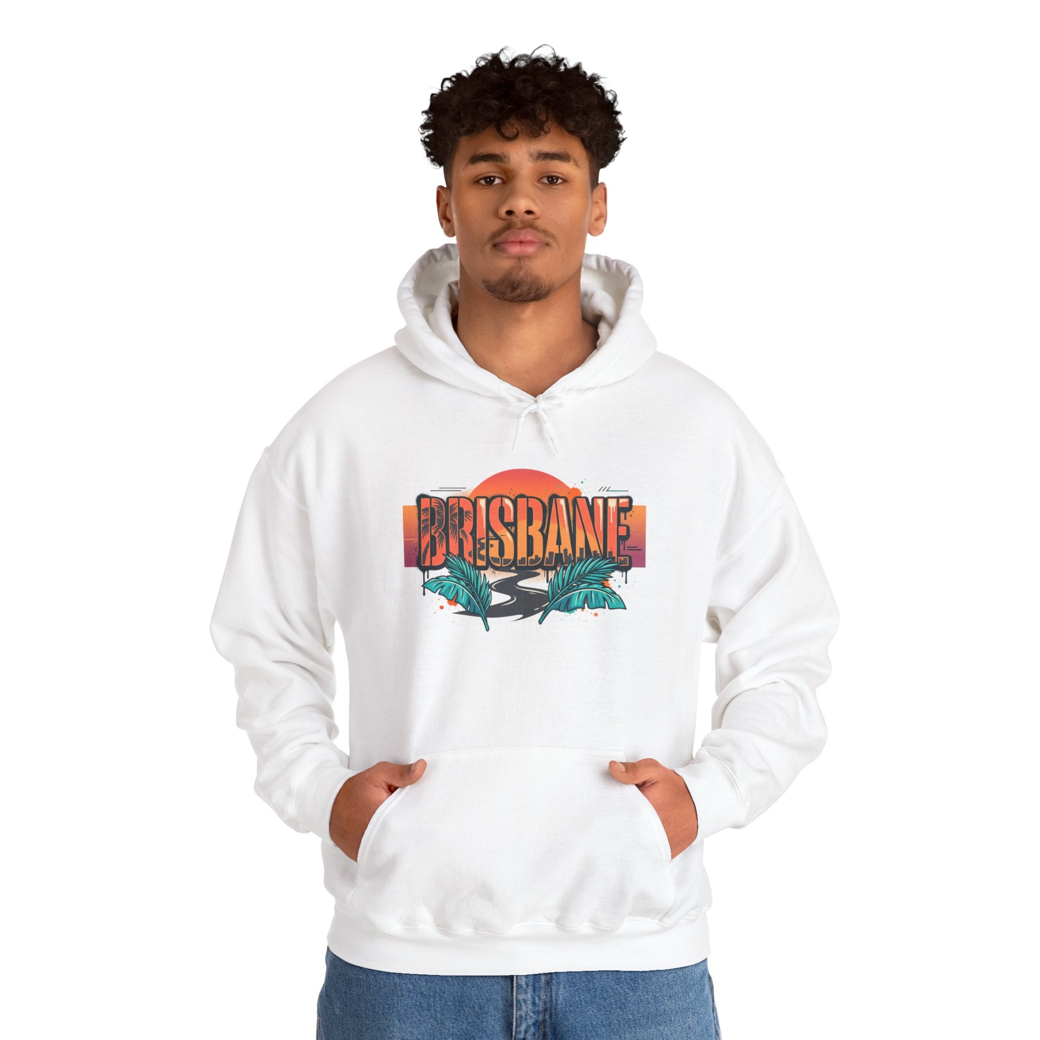 Brisbane Retro Sunset Hoodie – Tropical Palm Beach Graphic